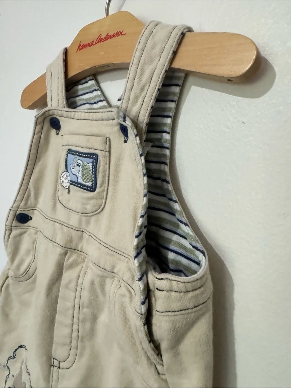 Koala Kids Beige Overalls with Lion Patch